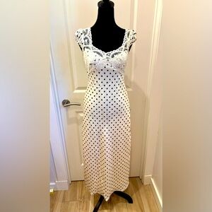 NWT Thirty thirty Elegant cream and black Polka Dot Dress - L